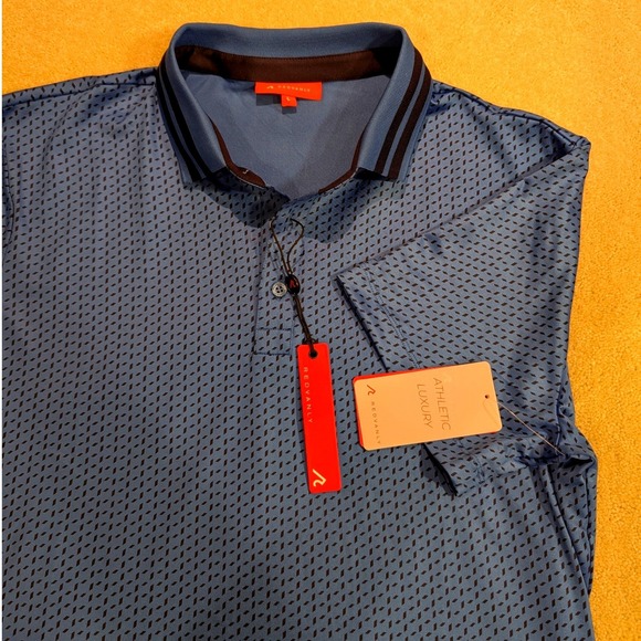 Redvanly Other - Redvanly Pascal Polo Shirt Mens Large Marine Blue Geometric Print Golf NWT